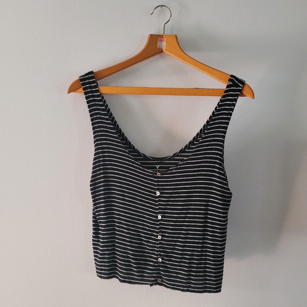 AMERICAN EAGLE soft & sexy rib cropped oversized relaxed fit tank top size XS